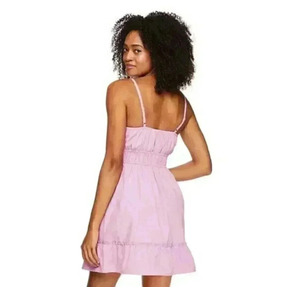 WILD Skye Woven Ruffle Dress  Lilac Purple Cotton Poplin Women's size Medium - Picture 3 of 13